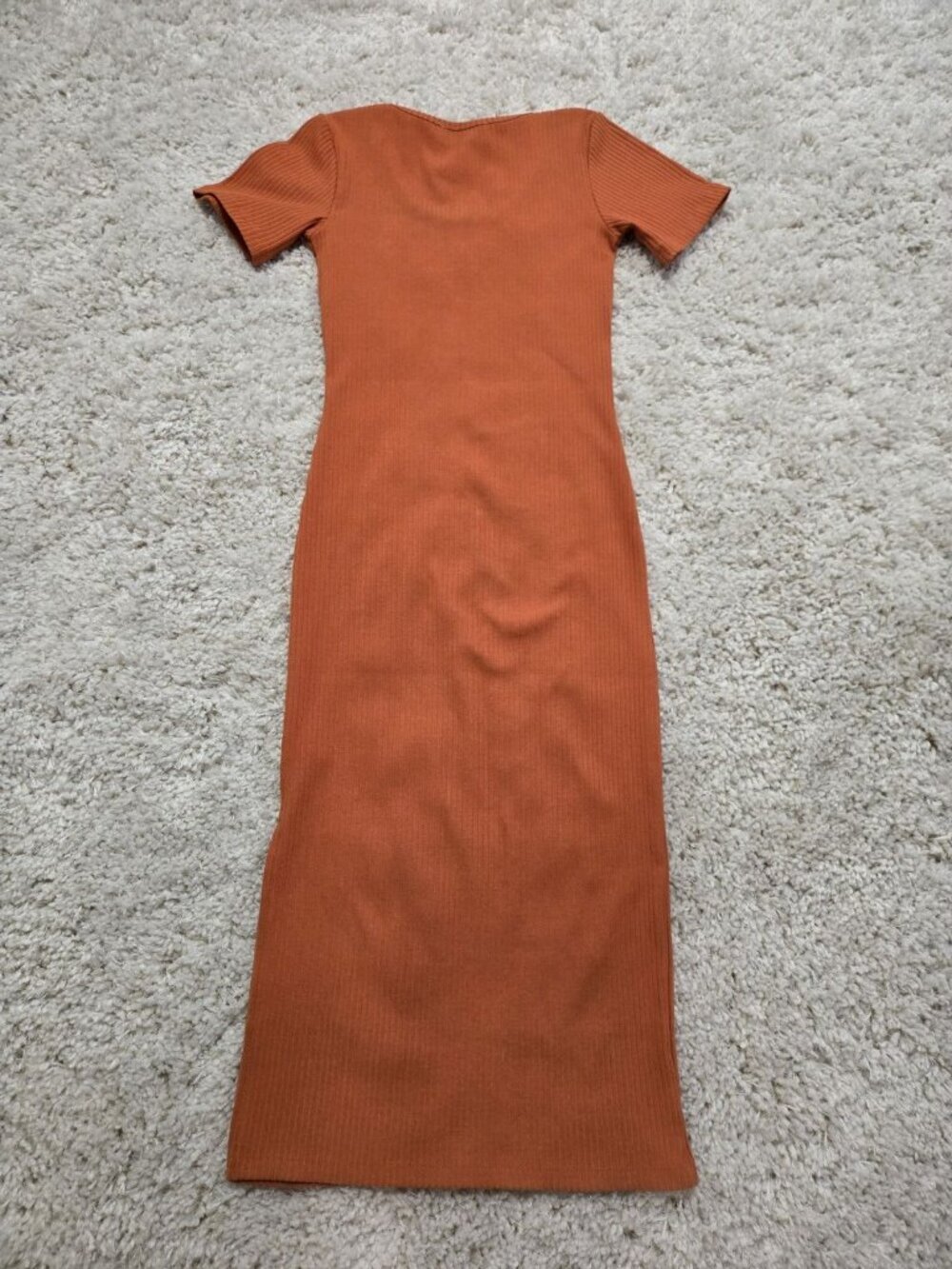 SAINT ART Ribbed Short Sleeve Midi Dress Size X-Small Orange T-Shirt Dress - Picture 4 of 7